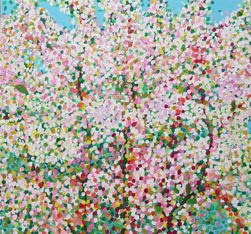 Apfelblüten, 2022, Acryl auf Leinwand, 130x140cm